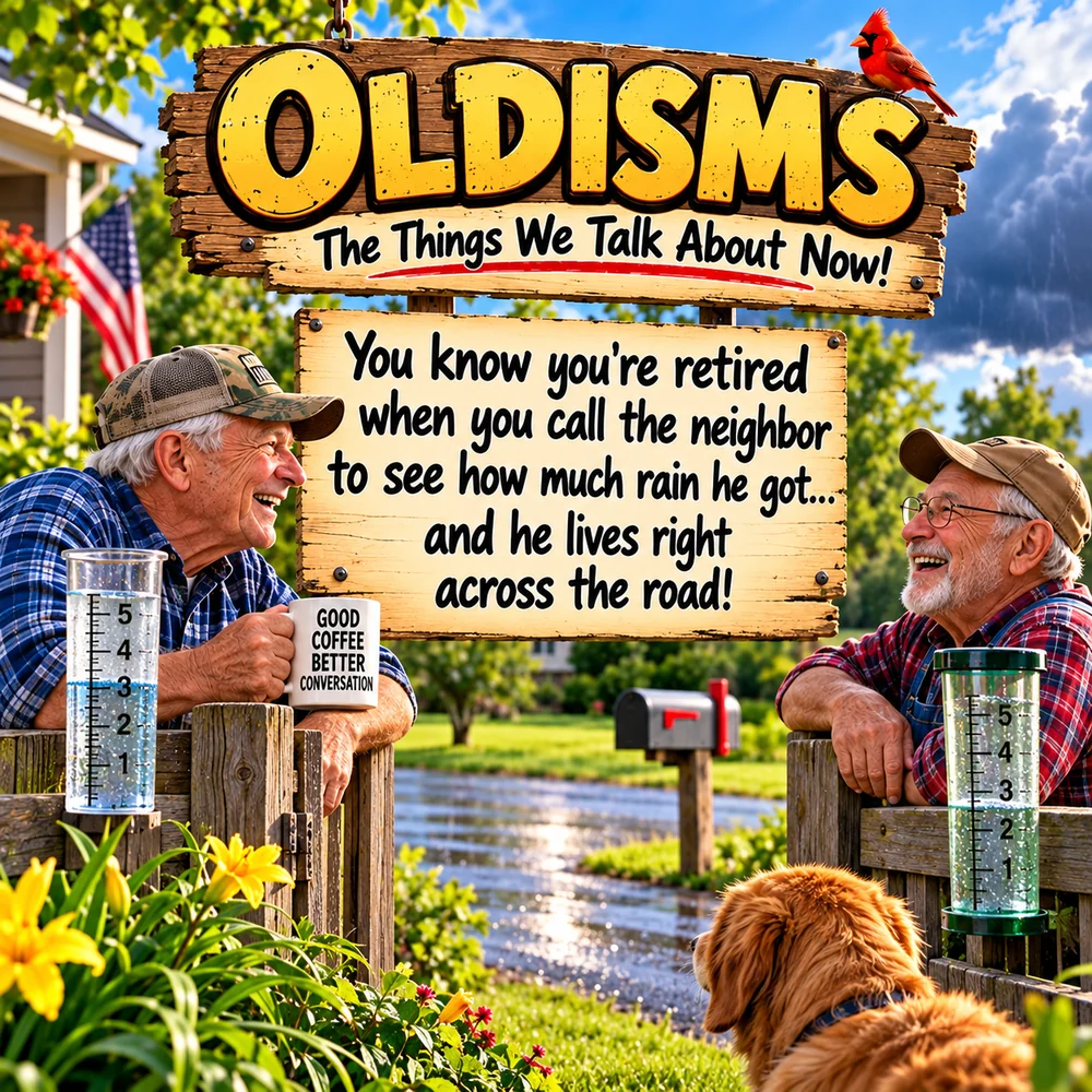 OLDISMS: You know you're retired when you call the neighbor about how much rain they got, even though they live right across the road